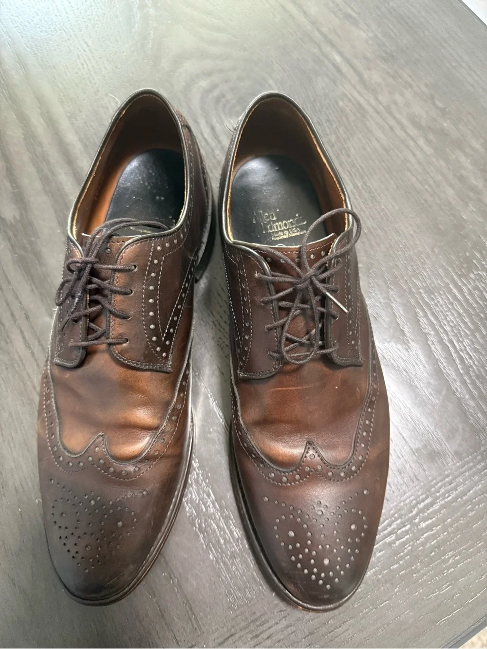 Allen Edmonds Hinsdale Brown Leather Wingtip Derby Shoes Men’s 9 D USA